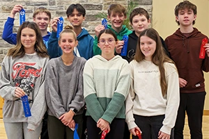 Students with -blue ribbons