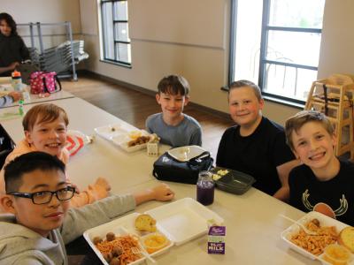 boys at lunch